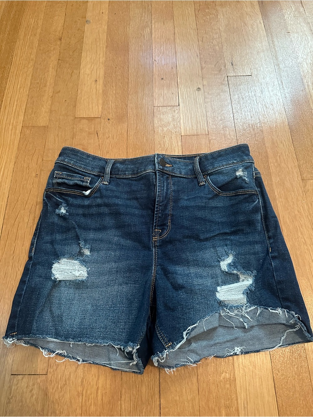 Old Navy Dark Blue Distressed Denim Shorts
